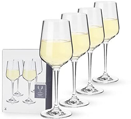 Viski Reserve - Copas de cristal europeo Chardonnay, 4 copas de vino blanco de cristal sin plomo, cristalería hecha en Europa, juego de 4 copas de vino con tallo, 15 onzas (443 ml)