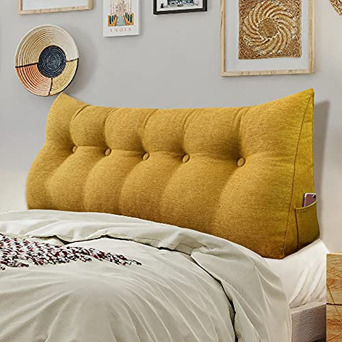 VERCART Multifunktional Bett Kopfteil Gepolstert, Dekorativ Kopfteil für Bett, Ergonomie Rückenlehne Wandkissen, Tragbar Kopfstütze Wandschutz Bett, mit Abnehmbarem Bezug Leinen 140cm