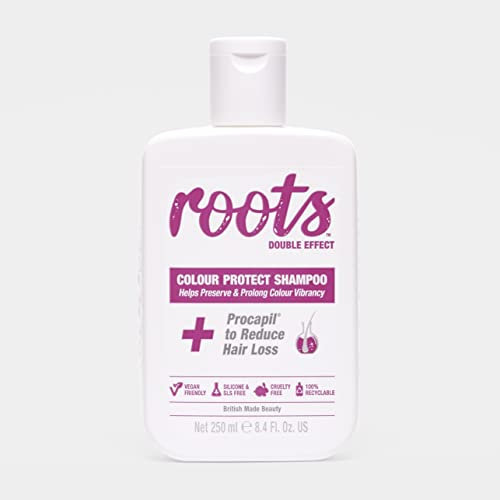 Roots Double Effect Haircare Color Protect Shampoo für coloriertes Haar & Lösung zur Vorbeugung von Haarausfall, sulfatfreies Shampoo, 250 ml