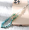 Gradient Natürlicher Kristallstein Kies Handykette,Universal Handy Handschlaufe Handy Charm Handgelenk Handy Lanyard Perlen Kette Telefonkette Handyschmuck Schlüssel Taschen Handy Anhänger,Türkis