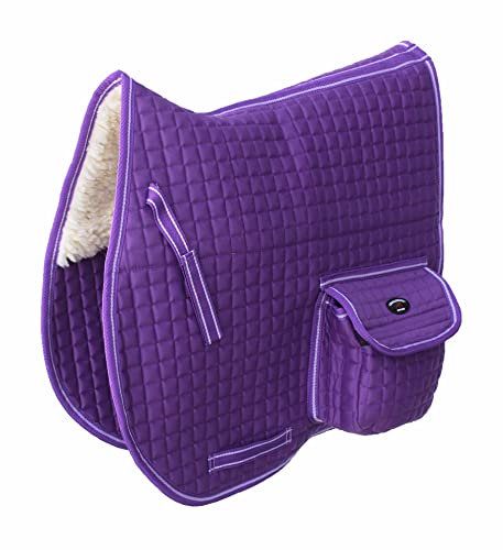 CHALLENGER Horse English 72152PR Schabracke aus gestepptem Kunstfell, mit Taschen, Violett