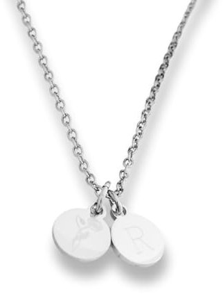 Buchstabenkette | personalisiertes Halskette mit Gravur | Personalisiertes Geschenk für die beste Freundin | Freundschaftskette (Silber, 2 Plättchen)