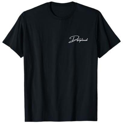 Disciplined Herren T-Shirt Schwarz Gym Wear Pumpabdeckung Diszipliniert T-Shirt S EU 42.5 Crew-Kragen Kurzarm mit einfachem Saum Klassische Passform Winter 1 Count