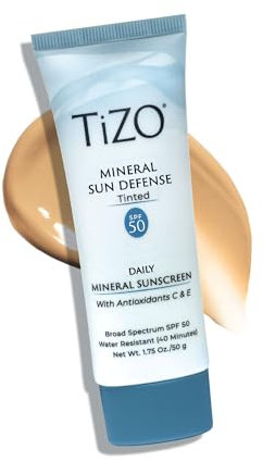 TIZO Mineral Sun Defense | Tinted | Broad Spectrum SPF 50 | UVA- und UVB-Schutz | Sanfter Schutz für den täglichen Gebrauch | All Skin Types | 50 g