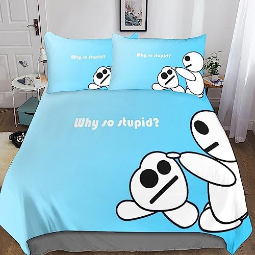 SUCREVEN Dumm Duvet Cover for Boys Kids Bedding Set Quilt Cover Comforter Cover Ultra Soft Hypoallergenic Microfiber Decor with A Sense of 3D Low IQ Print 3 Pieces King(220x240cm)