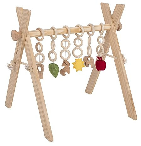 KiddyMoon Hölzerne Spielzeug Für Kleinkinder Mit Hängenden Elementen Spiel Montessori Spielzeug Für Kleinkind Übung Baby Gym, Natürlich