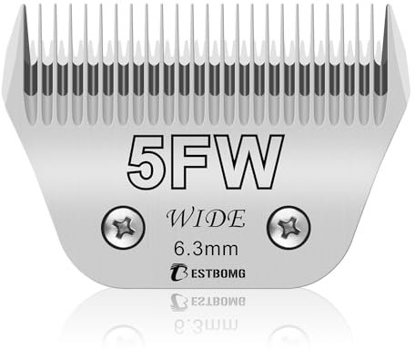 BESTBOMG 5FW Lames Larges et Amovibles pour Le toilettage des Animaux,compatibles avec Les tondeuses Andis,Oster A5,Wahl KM10/Moser 45/Masterclip A5,Longueur de Coupe 1/4 (6,3 mm)