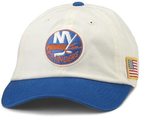 American Needle United Slouch NHL Team Casual Dad Hat (43572A-Parent), New York Islanders (Elfenbein/Königsblau), Einheitsgröße