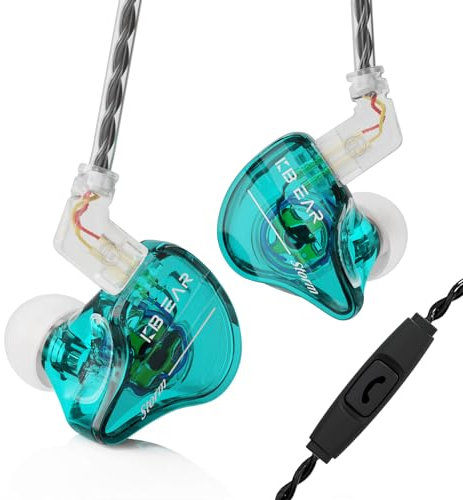 keephifi KBEAR Storm In Ear Monitor Kopfhörer für Sänger und Musiker, 10 mm starker magnetischer dynamischer Treiber IEM Kopfhörer, HiFi-IEMS(Grün,mit mikro)