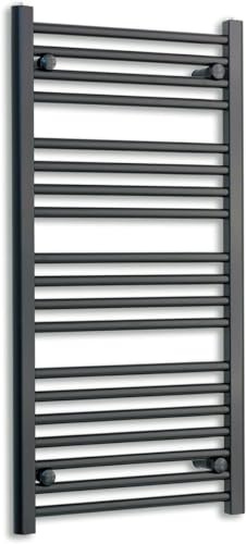 400mm Wide Black Heated Towel Rail Straight Flat Bathroom Warmer Radiator Rack Central Heating Turkish Zone (1000mm High)