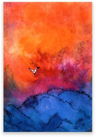 RYLJCZ Berühmte Wandkunst-Reproduktion–abstrakte berühmte Nolde-Gemälde –abstrakte leinwandbilder- für Büro und Wohnzimmer Dekorative (roter Himmel), 30 x 45 cm (11,8 x 17,7), nur Leinwand