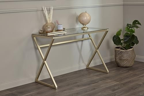 Jahnke Glasschreibtisch Xtra Desk Klarglas/Goldfarben