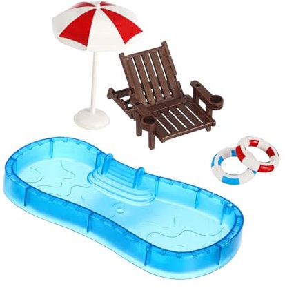 ibasenice Mini-schwimmbecken-möbelset Für Puppenhaus- Miniatur-strandstuhl Und Schwimmbecken
