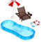 ibasenice Mini-schwimmbecken-möbelset Für Puppenhaus- Miniatur-strandstuhl Und Schwimmbecken