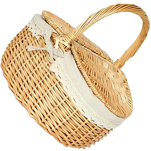 Toddmomy 1 Stück Weiden-Picknickkorb Mit Deckel Und Griff Leere Picknickkörbe Im Vintage-Stil Für Picknick-Camping Im Freien S