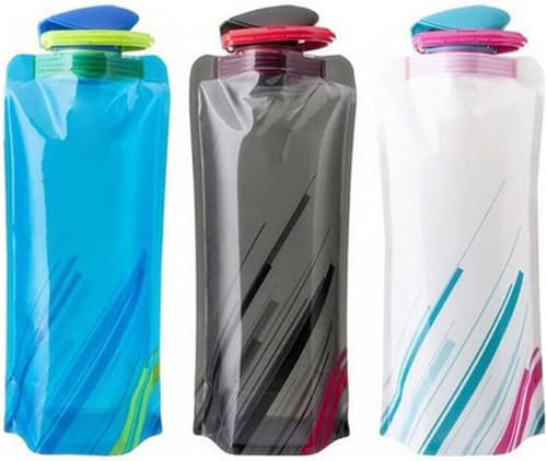 FCXVXCL Bottiglie di Acqua Pieghevole, 700ML Pieghevole Bottiglia Flessibile Riutilizzabile, Portatile Borraccia Sportiva Con Moschettone per Viaggi, Escursionismo, Adventures - 3Pcs