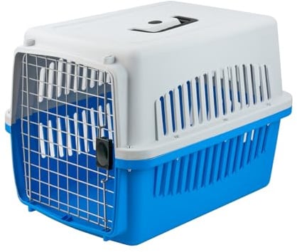 KCT Large Blue Plastic Cat Carrier Cage Crate for Pet/Dog/Kitten/Puppy