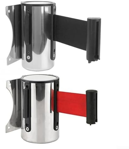 Secure Stanchion Bande de barrière à fixation murale, longueur au choix pour plus de polyvalence (noir, 5 m)