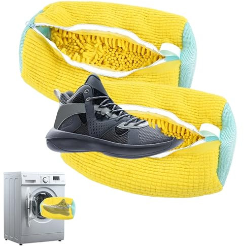 Schuhwaschbeutel Sneaker schuhwaschbeutel waschmaschine, Langlebiger und wiederverwendbarer schuhbeutel waschmaschine, für Waschmaschine und die Reise, Yellow 2PCS