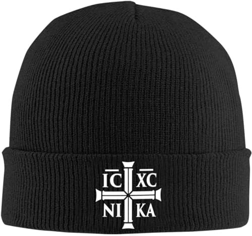 KWQDOZF Christian Ic Xc Nika Eastern Orthodox Beanie Mütze Herren Winter Warme Mütze Damen Strick Slouchy Skull Cap Strickmütze Schwarz