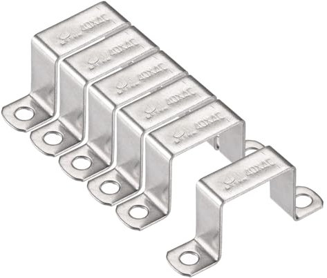 TA-VIGOR 6Pcs U Shaped Connector Bracket, 40mm x 40mm Stainless Steel Bracket Stainless Steel Pipe Clamp, Heavy Duty Conduit Clamps for Door Closed Bar Holder Strut, Pipe Tube Wire Fixing