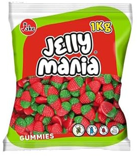 Funtastyc | Bolsa Golosinas Jake | Para fiestas, chuches, navidad, regalo, caramelos, piñata cumpleaños infantil, gominolas, regaliz de sabores. (Fresas Brillo, 1 Kg)