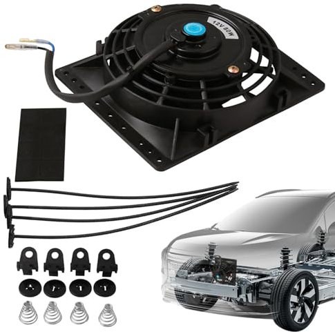 Radiator Fan for - Automotive Electric Fan, 6 Inch Slim Powerful Car Radiator Cooling Fan| 12v 80w 10 Thermostat Kit, Cfm Reversible or Pull Radiator Fan with Mounting Kit for Car