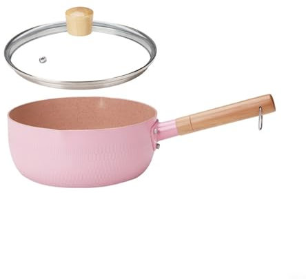 HEIBTENY Non-Stick Maifan Stone Pot with Lid, Non-Stick Aluminium Sauce Pot, Small Cooking Pots, Soup Pot for Milk, Soup, Pasta, Eggs (for Pink 20 cm)