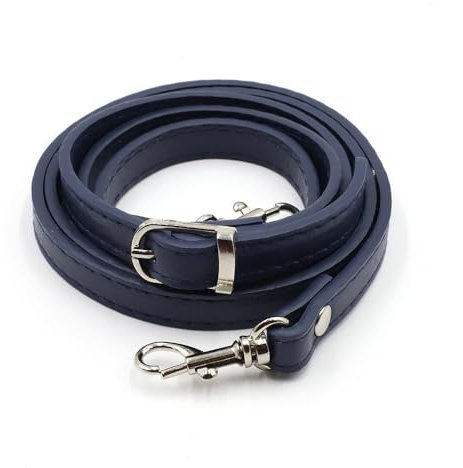 Correa de hombro para bolso de mano, correa cruzada de piel sintética azul oscuro, correa ajustable con herrajes plateados