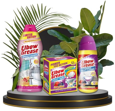 Toilet Cleaner Bundle by Sinta Gifts | 3pc Elbow Grease Toilet Bowl Cleaning Kit - Toilet Tablets 12pk, Foaming Toilet Cleaner 500g & Cream Cleaner 540g | Lime Scale Remover For Toilet & Deep Cleaning
