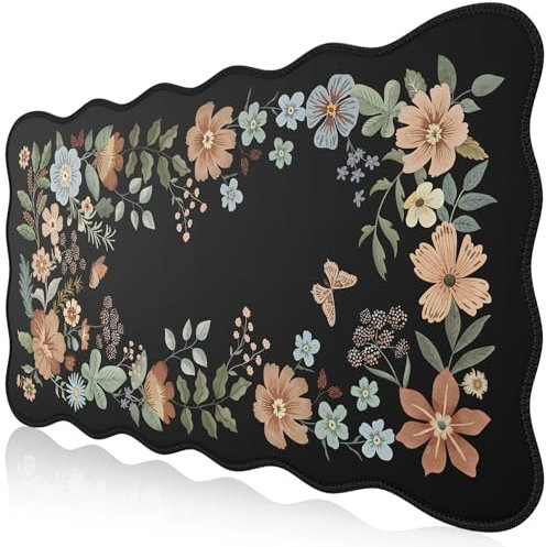 iCasso Desk Mat, Desk Matt for Desktop, Cute Desk Pad Mat, XXL Large Mouse Pad for Desk, Anti-Slip Big Mousepad with Stitched Edges, Keyboard Pad Mouse Mat for Computer (Black)