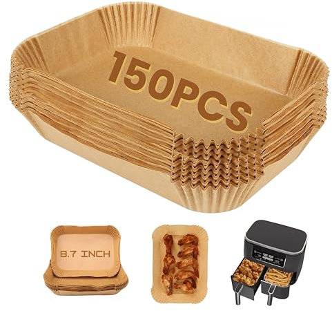 150pcs Air Fryer Liners for Ninja Dual, RAJA UNCLE, Airfryer Liner Accessories Compatible with Ninja AF300UK AF400UK SL400UK AF500UK, Salter, Tower and Other Dual Zone Air Fryer