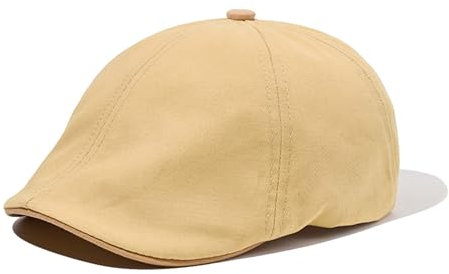 CLAPE Schirmmütze Herren Damen Schiebermütze Baskenmütze Flache Kappe Baumwolle Einstellbar Newsboy Cap Gatsby Mütze Khaki NBAP2501