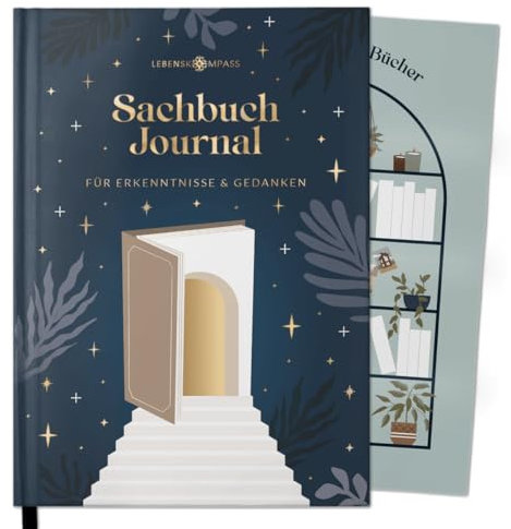 LEBENSKOMPASS Buchclub - Das Lesetagebuch & Sachbuch Journal Indigo - Hardcover DIN A5 Tagebuch für Erwachsene - Book Reading Bullet Journal Tracker - Booktok