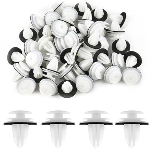 Car Trim Clips, 50Pack White Plastic Panel Clips, Automotive Door Panel Fixings, Car Door Retainer Mounting Clips for Car Boots Interior Doors Bumper, Ideal for Interior and Exterior Repairs