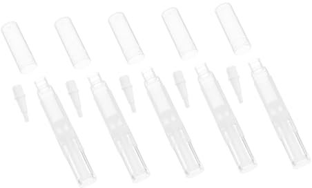 KICHOUSE 5pcs Nail Brush Pen and Lip Gloss Tubes 5ml Refillable Plastic Container Twist Pen for Nail Nutrition and Cuticle Oil, Portable Makeup Supply for Travel