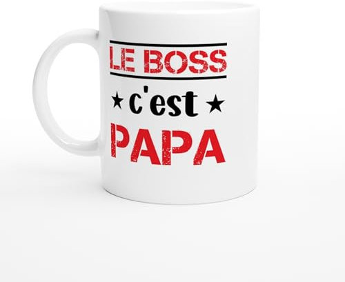Mug Le Boss c’est Papa – Tasse Cadeau Papa – Idée Cadeau Fête des Pères – Mug Original Famille – Tasse Anniversaire Père