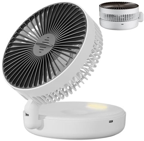 Weqizuerqi Room Air Circulator, Small Quiet Fan with Aromatherapy Box, Rechargeable Foldable Souler with Timer and Light, Adjustable Tilt, 5 Speeds