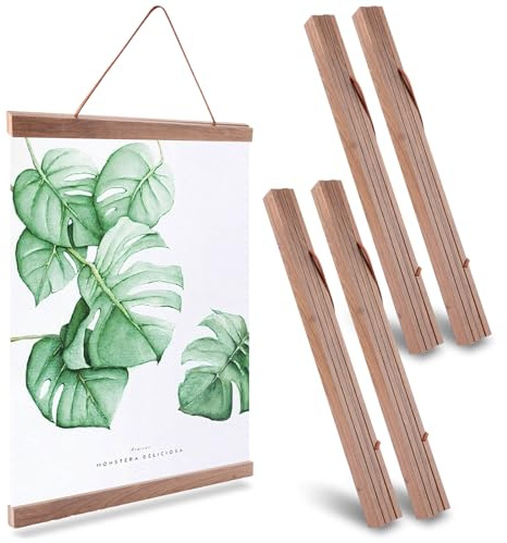 LOLYSIC 4 Set A3 Posterleiste, Posterleisten Bilderrahmen, 30cm Posterschiene Magnetisch Bilderleiste Poster Aufhänger Posterleiste, Posteraufhängung Posterrolle für Aufhängen von Poster