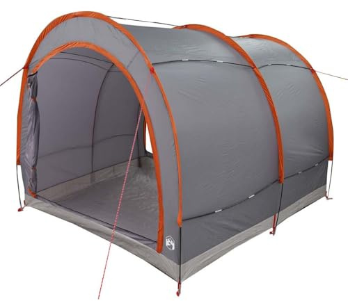 vidaXL Bike Storage Tent with Roof Grey and Orange 256 x 222 x 182 cm, Cylindrical, Contemporary Bike Tent, Portable Outdoor Storage Solution, Multifunctional Shelter for Camping and Recreation