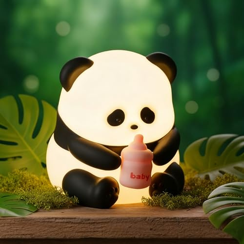 Fanimyholy Panda-Nachtlicht, Panda Nachtlicht für Kinder, Silikon Nachtlampe Baby Nachtleuchte, 7 Farben, Über USB Aufladbar, Soft-Touch-Oberfläche, Sanfte Beleuchtung