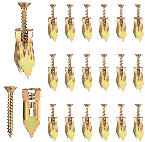 80 tornillos de fijación para placas de yeso y 80 tapones de pared, anclajes y tornillos de fijación de pared de cavidad, anclajes de expansión de pared huecos con tornillos autoperforantes para placa