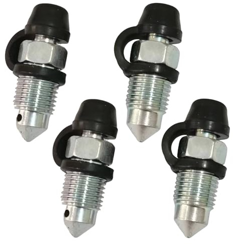 4 Set Bolt Bleed Screw M10x1mm with Bleed Nipple Caps, Disc Brake Caliper for Motorcycles Cars Brake Pumps
