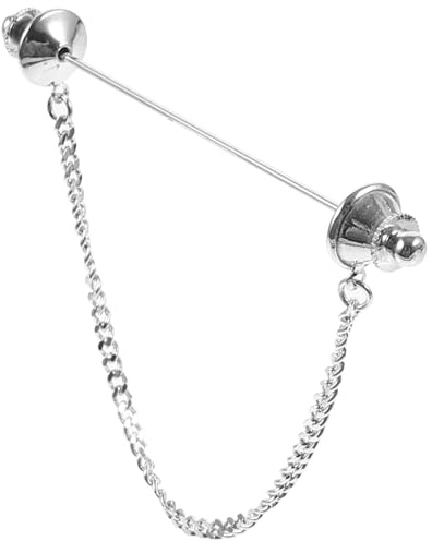 Herren Kragennadel mit Kette aus Kupfer, Silber, für Hemden | Dekorative Herren Brosche, Sicher und Kleidungsfreundlich, Klassisch Elegant, für Anzug Anstecker Herren