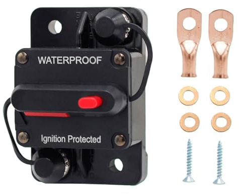 Tktouci Disjoncteur audio, réinitialisation de l'onduleur de fusible,Disjoncteur de circuit automobile de 60 ampères avec réinitialisation manuelle | Commutateurs de protection automobile imperméables