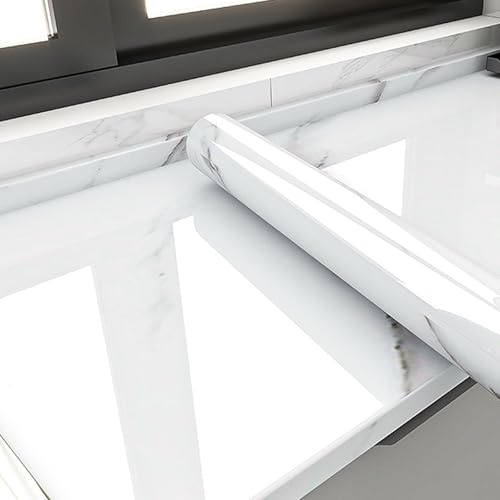 Peakjune Marmor Folie,Klebefolie Marmoroptik,MöBelfolie Selbstklebend Marmor Folie,Klebefolie Arbeitsplatte KüChe Marmor,Abziehen Und Aufkleben,HitzebestäNdig,Abnehmbar,FüR Tisch