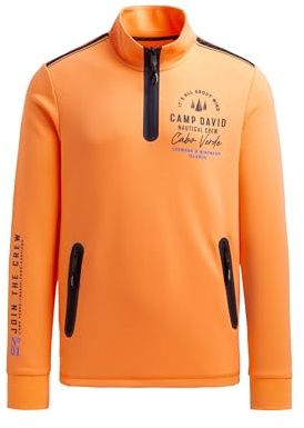 Camp David Herren Troyer-Sweatshirt aus Interlock mit Rücken-Artwork
