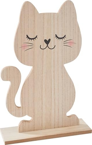 VBS Holzfigur Katze MDF Sperrholz 0.9 cm Stärke Einseitig furniert Ideal zum Bemalen Bekleben Dekorieren mit Farben Pasten Papieren Holzdekoration H 32,5 cm