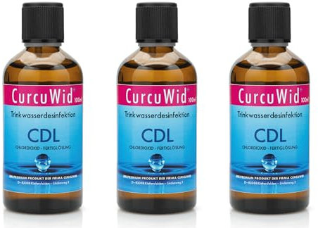 CurcuWid CDL Chlordioxid 3 x 100ml, Chlordioxid Lösung 0,3% - CDs Chlorine Dioxide Solution - Braunglasflasche