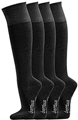 TippTexx 24 4 Paar Bambus-Kniestrümpfe ohne Gummidruck,zusätzliche Garantie (43-46, Schwarz)